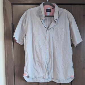 7 Diamonds Light Tan and Coral Button Down Shirt